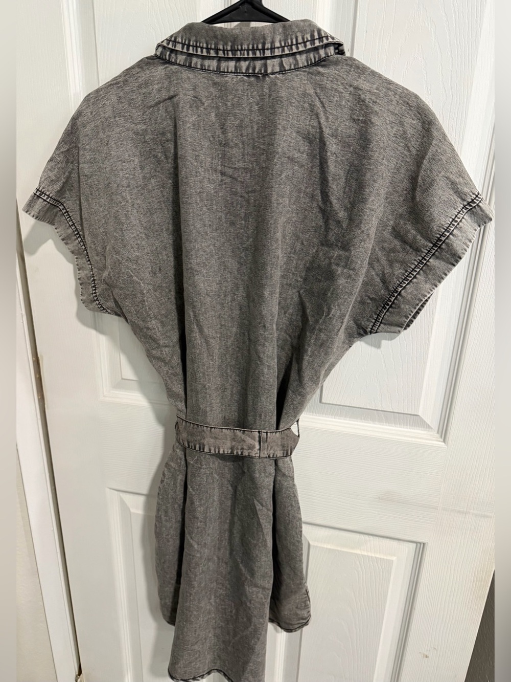 Relaxed Gray Washed Denim Dress Shirt - Picture 3 of 6